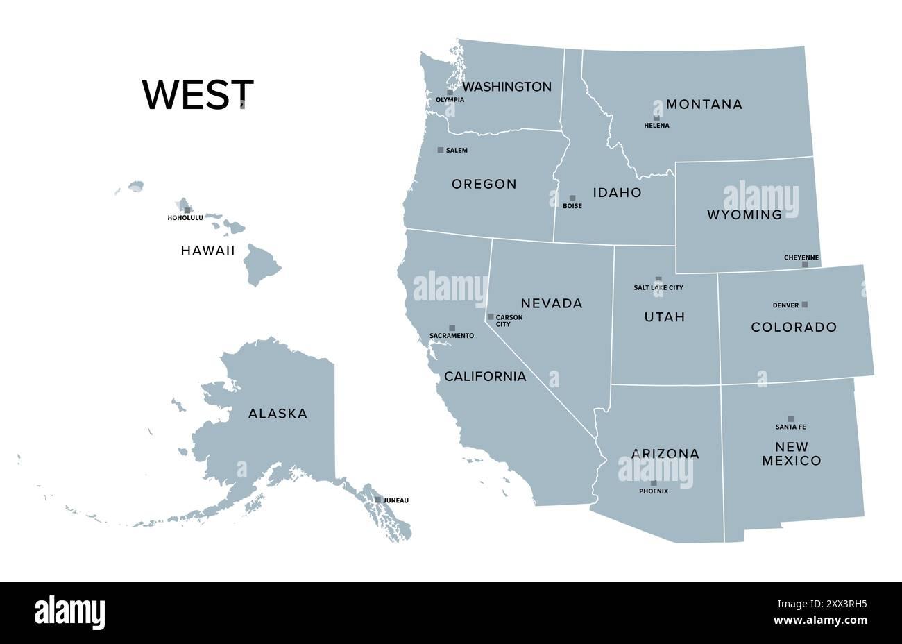 Map of the United States highlighting the West Region